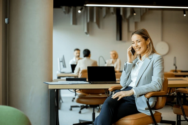 Professional working comfortably in modern office environment